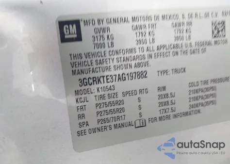 2010 Chevrolet Silverado 1500 Ltz из США, поврежденный, VIN 3GCRKTE37AG197882